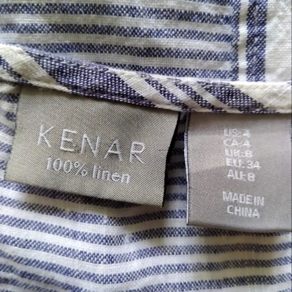 Kenar Sleeveless Striped Linen shift dress, size 4 - Picture 5 of 7